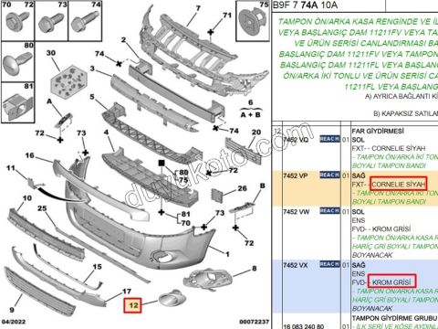 Peugeot Partner Sis Farı Çerçevesi Sağ Siyah 2008/2012