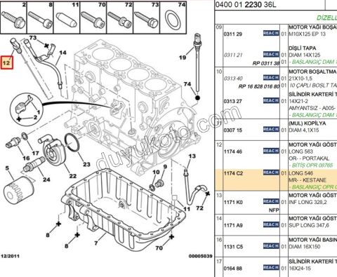Motor Yağı Çubuğu Seviye Ölçme PRT1 1.9D,Y.M 03/09 Klimasız Klimalı (KISA) KAHVERENGI LONG 546