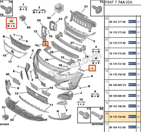 AYAK ON TAMPON YAN BAGLANTI TK P50082 P30082 P30082MQ