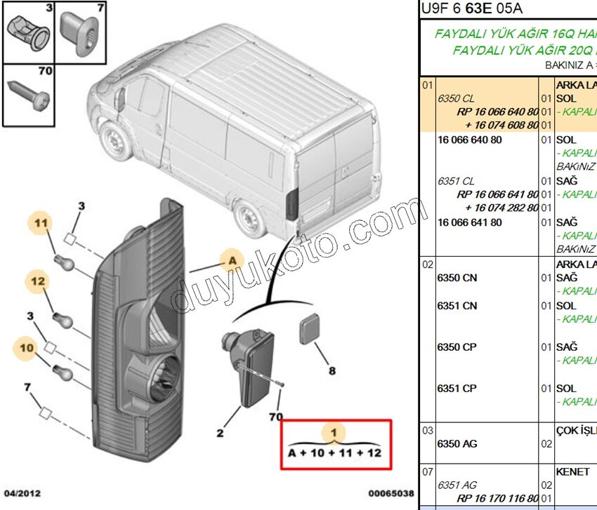 Boxer Jumper Ducato Stop Lambası Sol 2007/2015