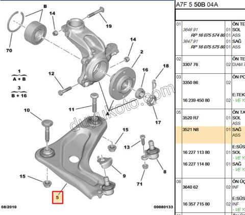 Salıncak Sağ P207 P2081 C32 C33 C3PC1