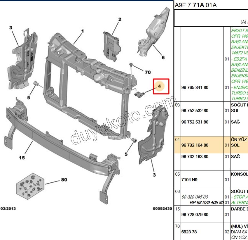 AYAK SAC ON PANEL KOSE BAGLANTI L P2081 P20081 C33