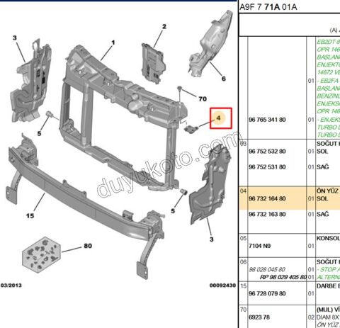 AYAK SAC ON PANEL KOSE BAGLANTI L P2081 P20081 C33