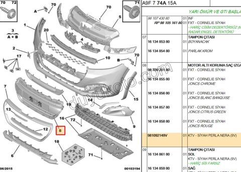 Ön Tampon Izgarası Plaka Altı P2081 SIYAH