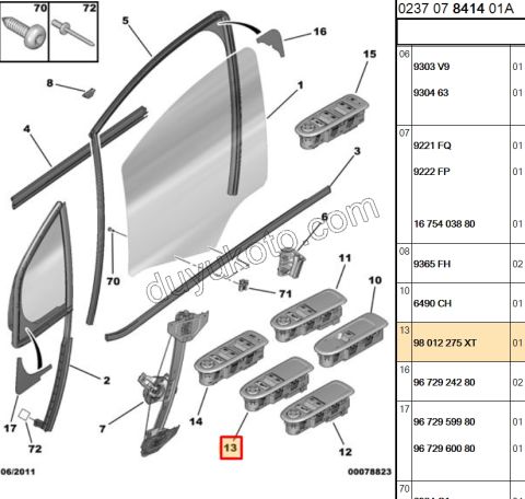 Ön Cam Açma Anahtarı Sol (Sürücü) C33
