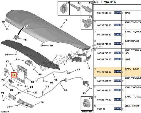 KILIT MOTOR KAPUT P2081 P2008 A94F