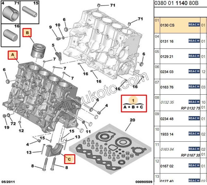 BLOK + PISTON EXP3 DW10UTED4