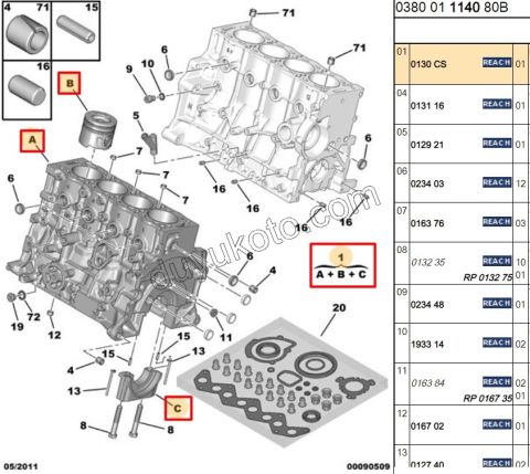 BLOK + PISTON EXP3 DW10UTED4