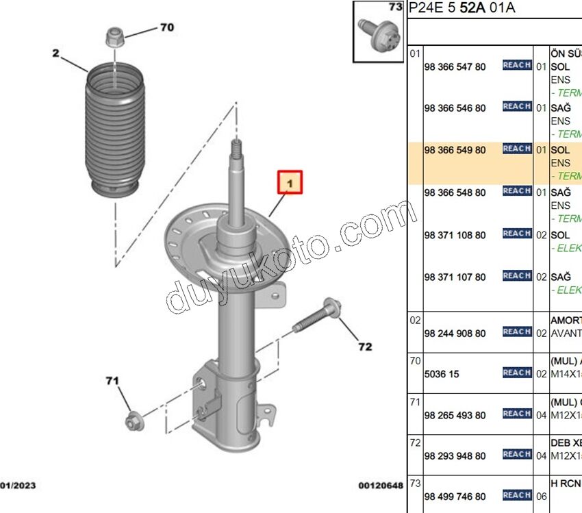 Ön Sol Amortisör P20082