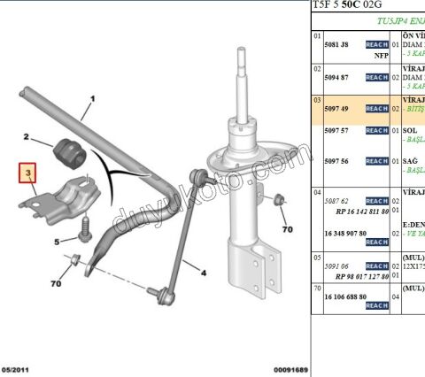 Ön Viraj Demir Kelepçe ON P307