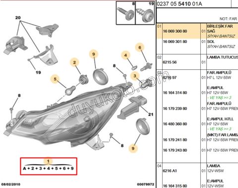 Citroen C3 Far Sağ 2010> BEYAZ 2009/2013