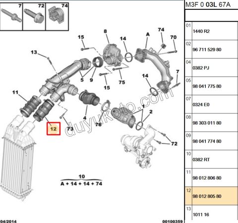 HORTUM DOZOR ALT R 1.6HDİ Euro4 1.6HDİ Euro6 GIRTLAK 2 BOGUM