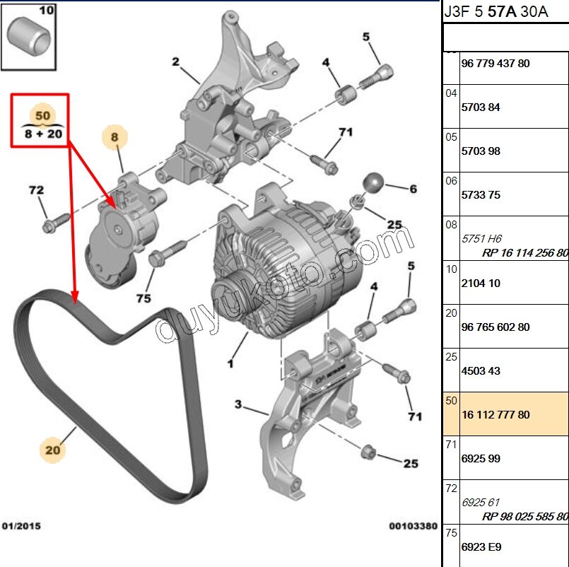 Alternatör V Kayış Kiti (Gergi Kütüklü) P4008 1.6HDİ Euro5