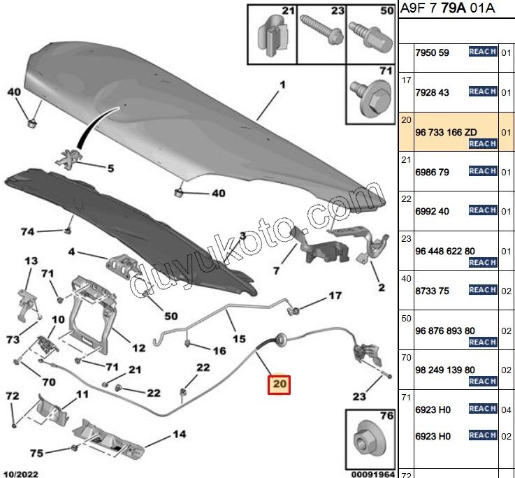 Kaput Açma Kolu ve Teli P208