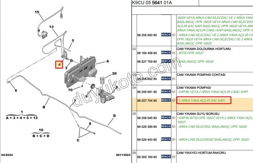 2019> Partner Rifter Berlingo Combo Doblo Proace City MOTOR CAM SU FISKIYE (Arka Cam Silgisiz)