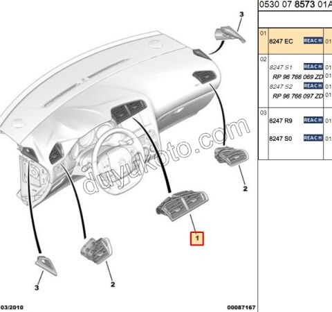 Kalorifer Hava Izgarası Orta Konsol Çiftli C42