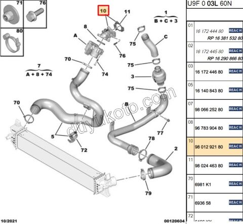 FLANS TURBO HAVA DOZOR HAVA KANALI DW10F DW12R