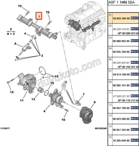 RAMPA ENJEKTOR 1.6VTi 120HP FDTX