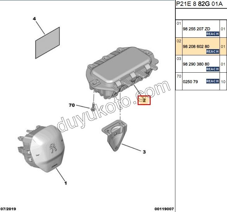 Yolcu Tarafı Hava Yastığı (AIRBAG)  Kapağı  P2082