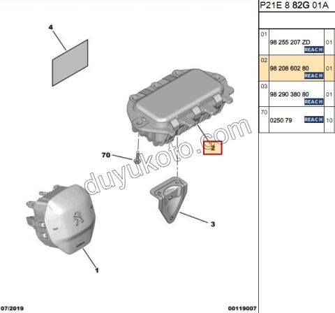Yolcu Tarafı Hava Yastığı (AIRBAG)  Kapağı  P2082