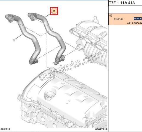 Motor Havalandırma Hortumu Üst Kapak SENSOR+ 2PIN EP3 1.6VTi 120HP P2081 P3081