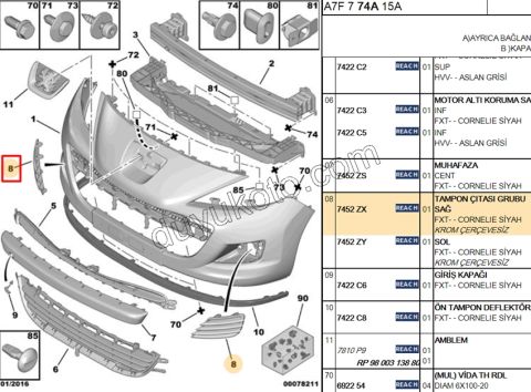 KAPAK SIS FAR CERCEVE R P207 SIS-- 2010>