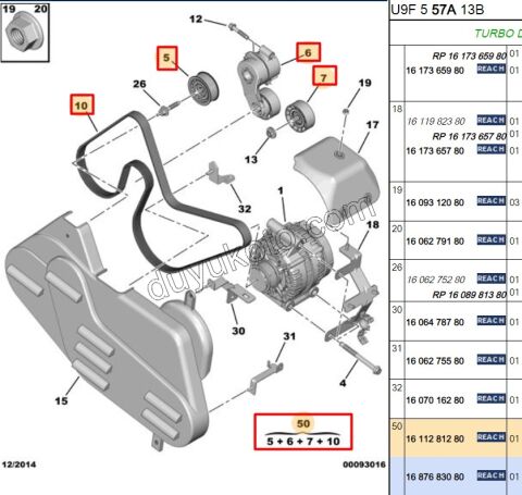 Alternatör V Kayış Kiti (Gergi Kütüklü) RULMAN Klimalı BXR3MQ 4PCS