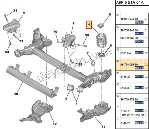 Arka Helezon P2081 EB2 1.4HDİ Euro5 12/16
