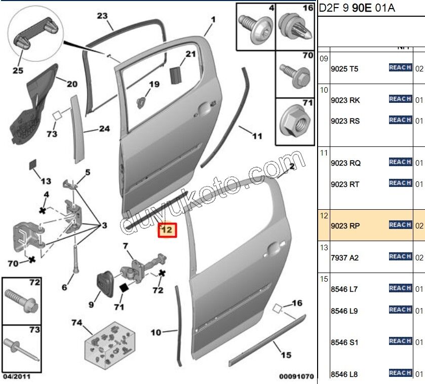 Arka Kapı Sağ/Sol Alt Fitili P407