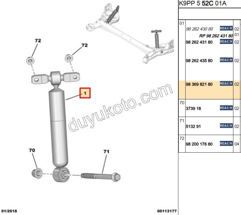 2019> Partner Rifter Berlingo Combo Doblo Proace City Arka Amortisör CAM