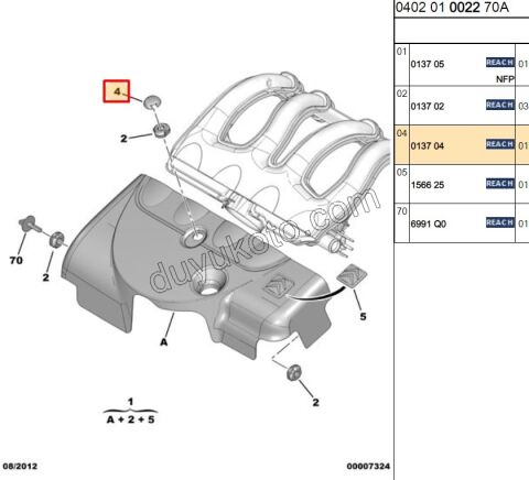 KLIPS KULBUTOR KAPAK UST CATAL 1.9D, 1998/2003 PRT1 PRT2