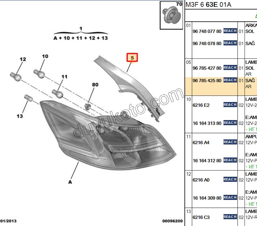 Peugeot 301 Stop Lambası Sağ Devre Duyu (Sacı)    2012/2016