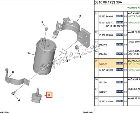 Mazot Filtresi Su Sensörü   1.3HDI