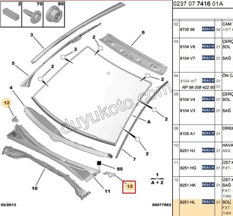 KAUCUK ON CAM ONU IZGARA YAN L C33