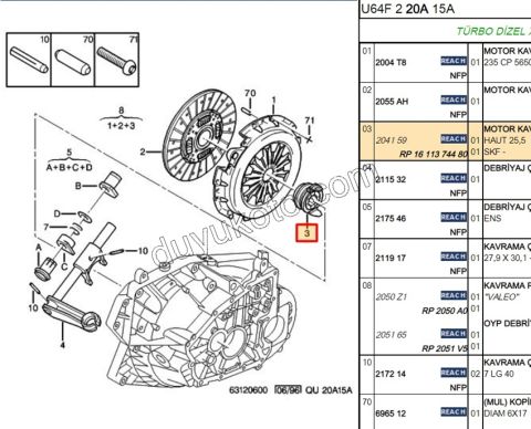 RULMAN DEBRIYAJ EXP1 1.9D,E.M 97/98 TE BXR1 DJ5