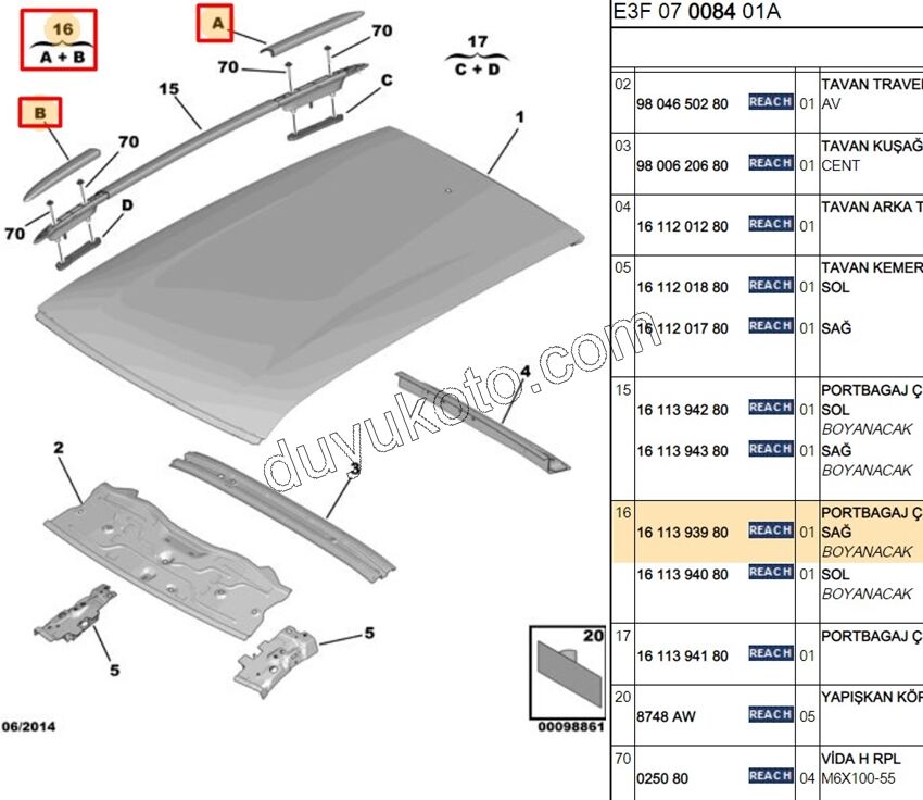 KAPAK TAVAN BAR TK R CCT AST+