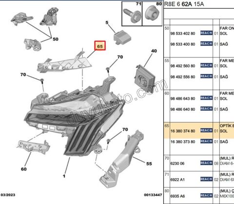 Peugeot 508 Far Bağlantı Ayağı Sol 2019/2025