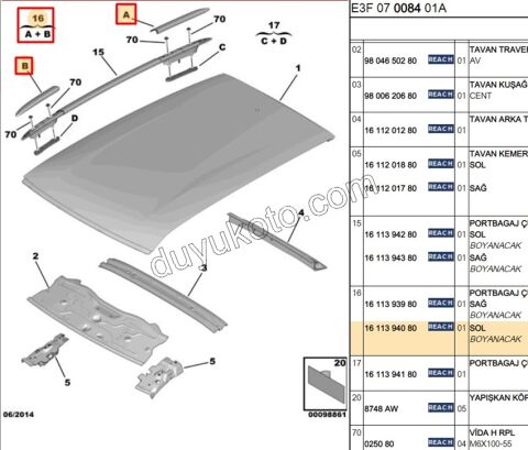 KAPAK TAVAN BAR TK L CCT AST+