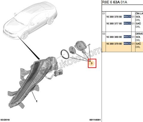 Peugeot 508 DRIVER KITI GUNDUZ FAR R 2019/2023