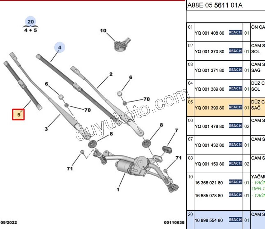 Ön Cam Silecek Süpürgesi Sağ C3AIR