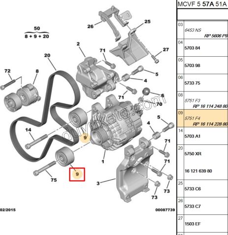 Tek Alternatör Gergi Rulmanı Düz 1.4HDİ/1.6HDİ Euro4