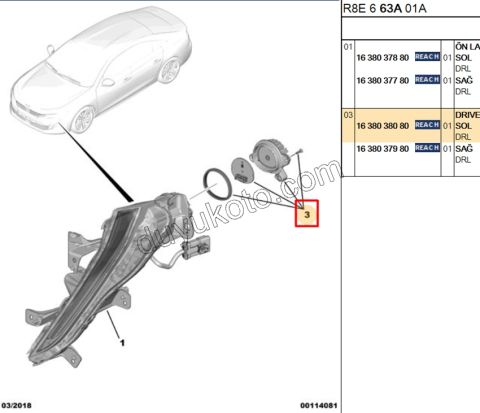 Peugeot 508 DRIVER KITI GUNDUZ FAR L 2019/2023