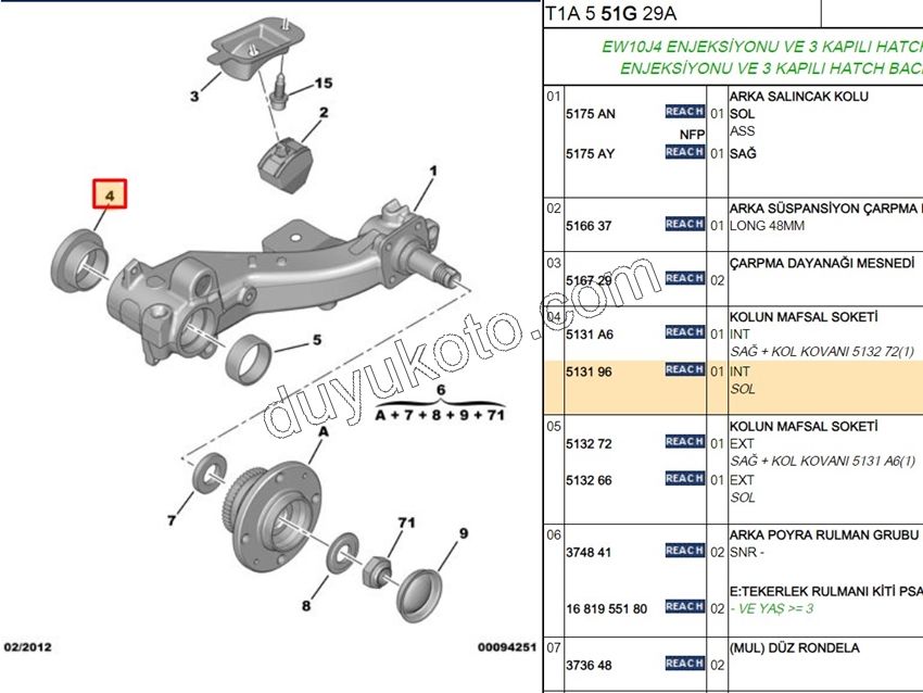 TEK  RULMAN  TORSIYON  SOL  (YANAKLI)  P206GTI  CC  EW10J4