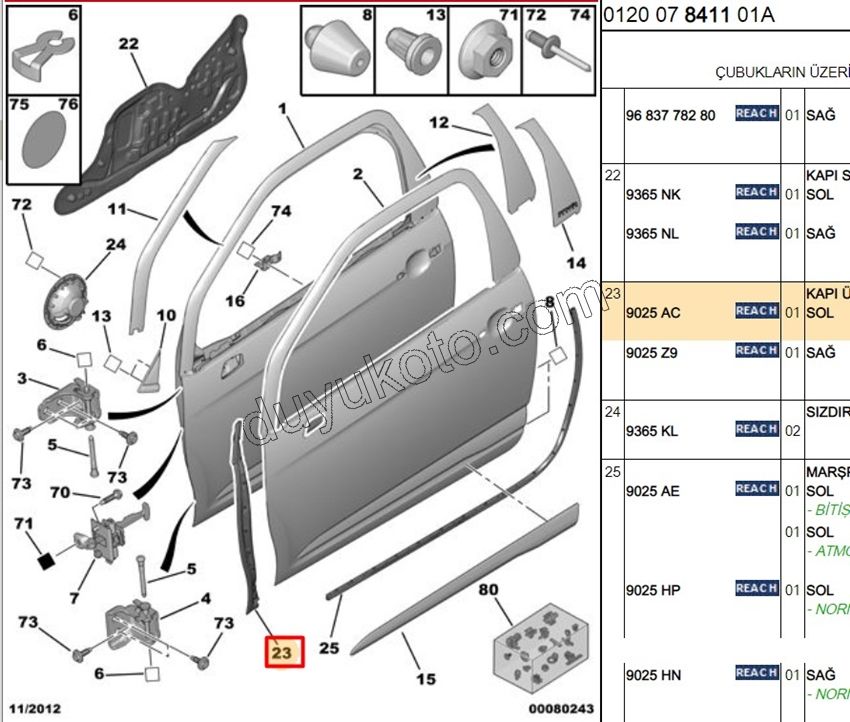 Ön Kapı Fitili Sol DS3