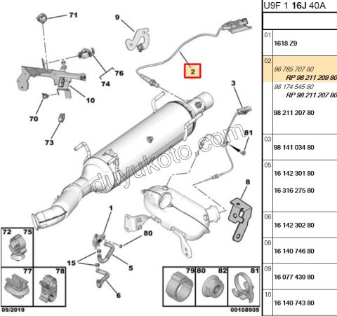 Oksijen Sensörü (Azot)  EM BXR3 DW10FUC DW10FUE BRAKET