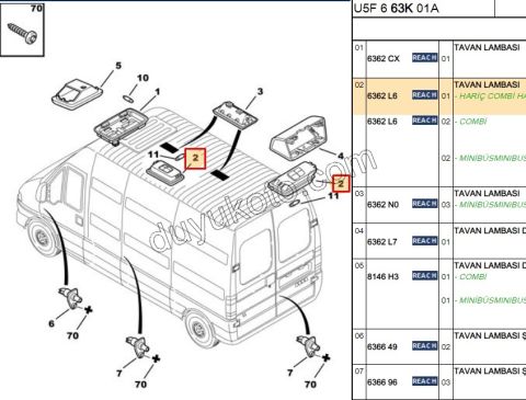 Arka Tavan Lambası BXR1 BXR2