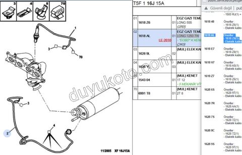LAMBDA SENSOR ALT ET3J4 EW10A MAVI 1.27CM