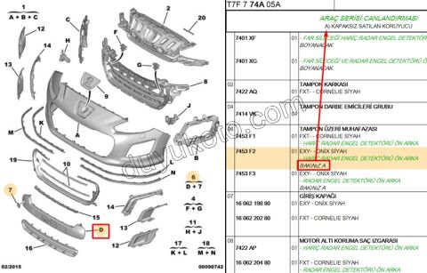 Ön Tampon Kapağı PLAKA ALTI P3081MQ (ONIX SIYAH) SENSOR-