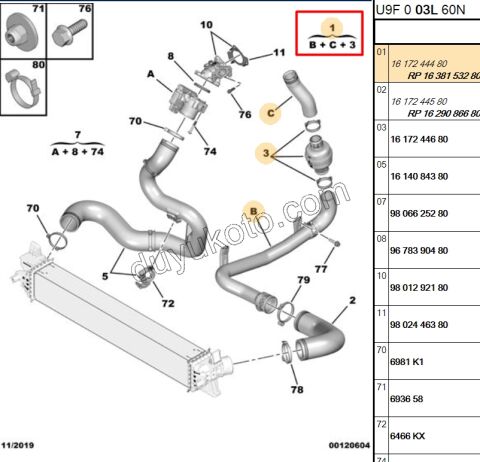 HORTUM TURBO INTER L ALT BXR3MQ DW10FU