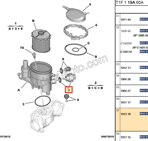 MUSUR SENSOR MAZOT FILTRE SU 1.9D,Y.M 03/09 DW10TD